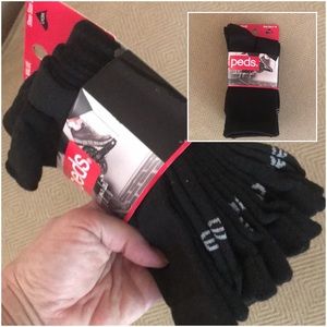 New 4-pack Peds Crew SOCKS *Black* NIP